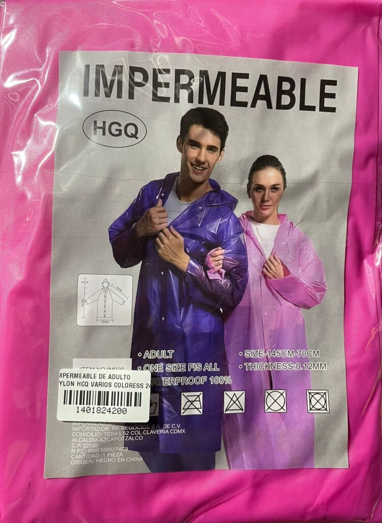 IMPERMEABLE DE ADULTO NYLON HCQ VARIOS COLORES 24